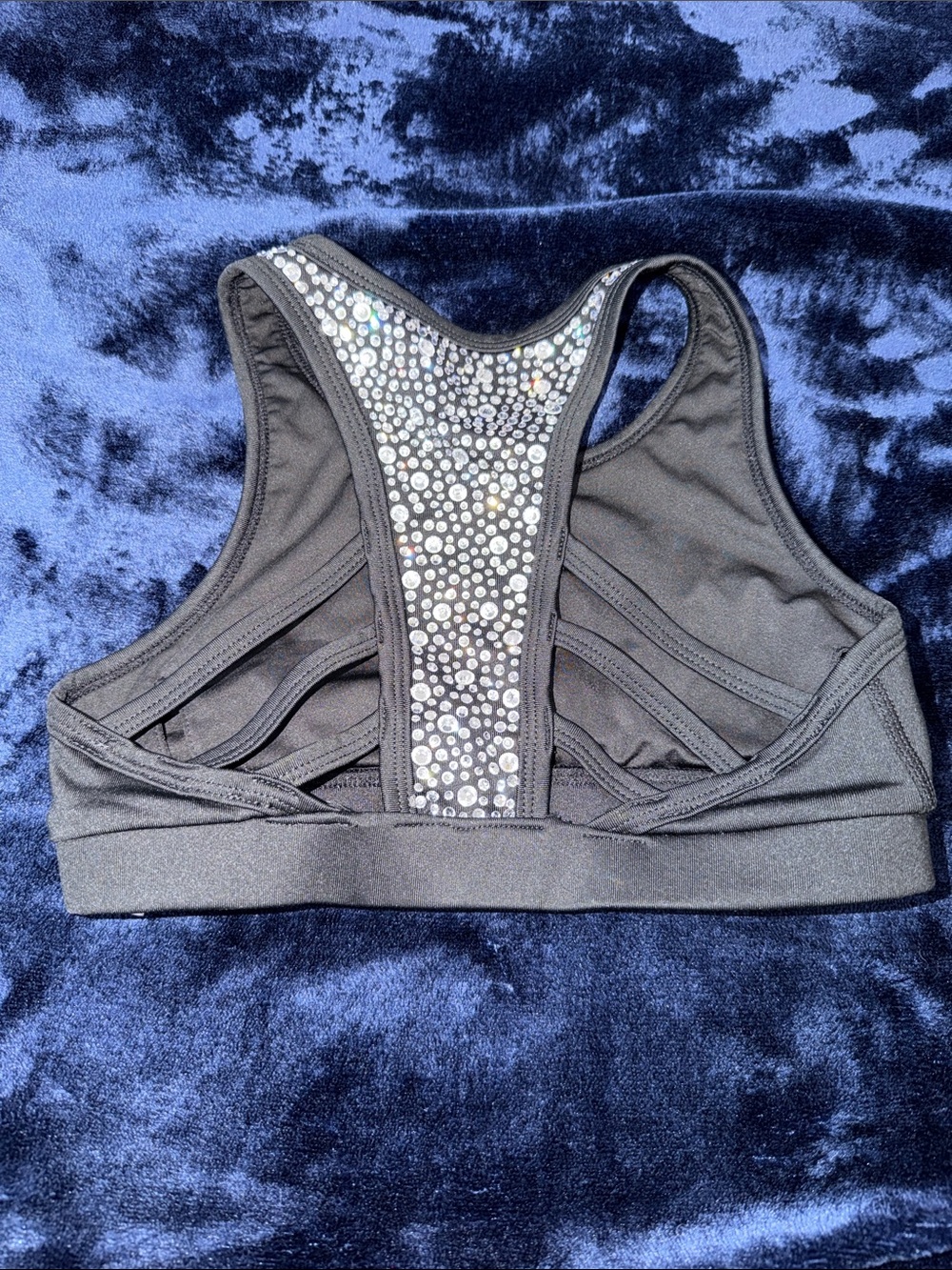 Rebel Spirit Black Rhinestone 'Rebel' Sports Bra - Picture 2 of 4